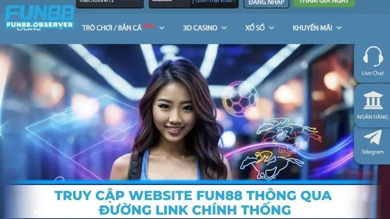 Truy cập vào website của nhà cái Fun88 thông qua đường link chính thống