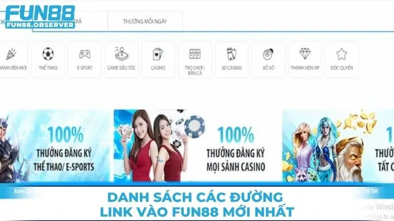 Danh sách các đường link vào Fun88 mới nhất 