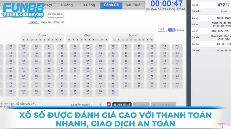 Xổ số được đánh giá cao với thanh toán nhanh, giao dịch an toàn
